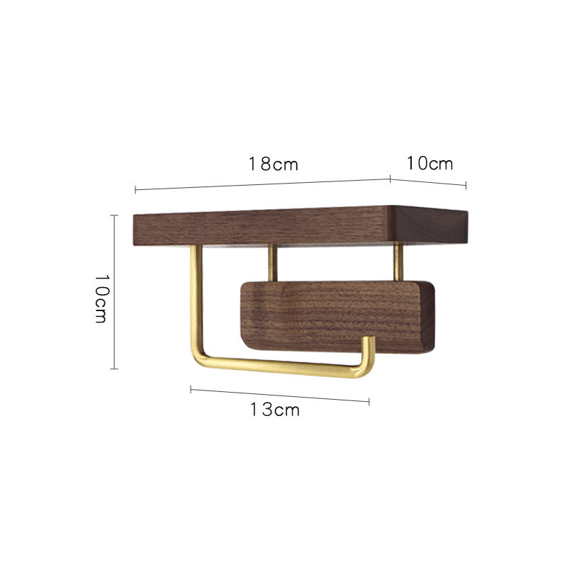 Support Papier Toilette Élégant en Bois & Métal Doré – Design Nordique Élégant