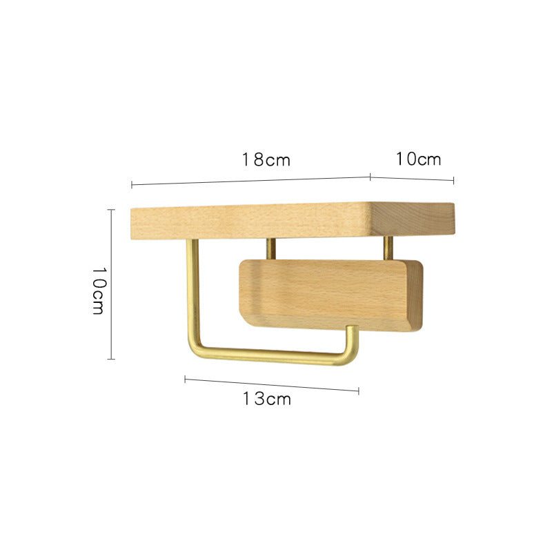 Support Papier Toilette Élégant en Bois & Métal Doré – Design Nordique Élégant